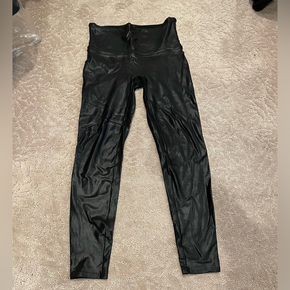 Spanx faux leather leggings size XL black